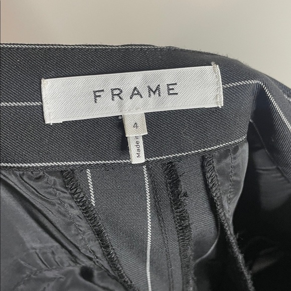Frame Denim | Women’s Black Pinstripe Pleated Flare Bottom Crop Pants Size 4 - Picture 7 of 8